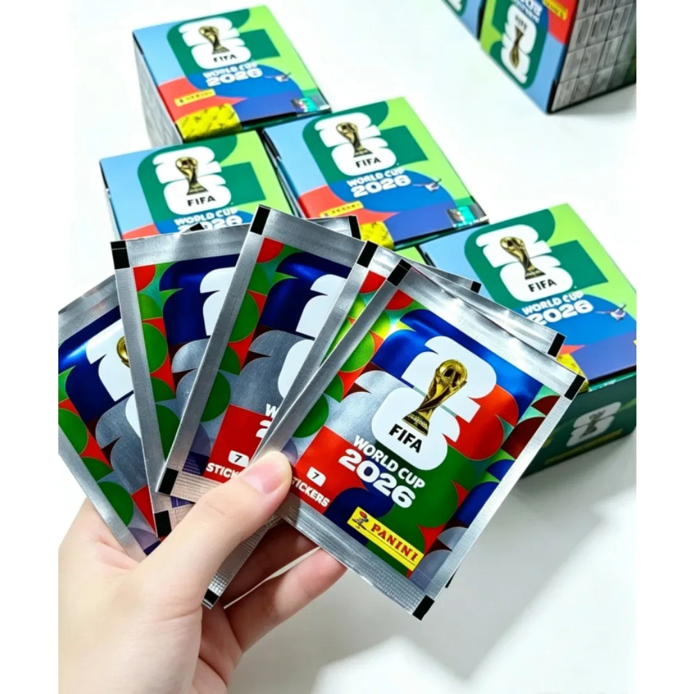 @ 50 Packs Panini Football Sports Collectible Stickers Box 2026 International Match Trading Stickers Fan Collection Gift !