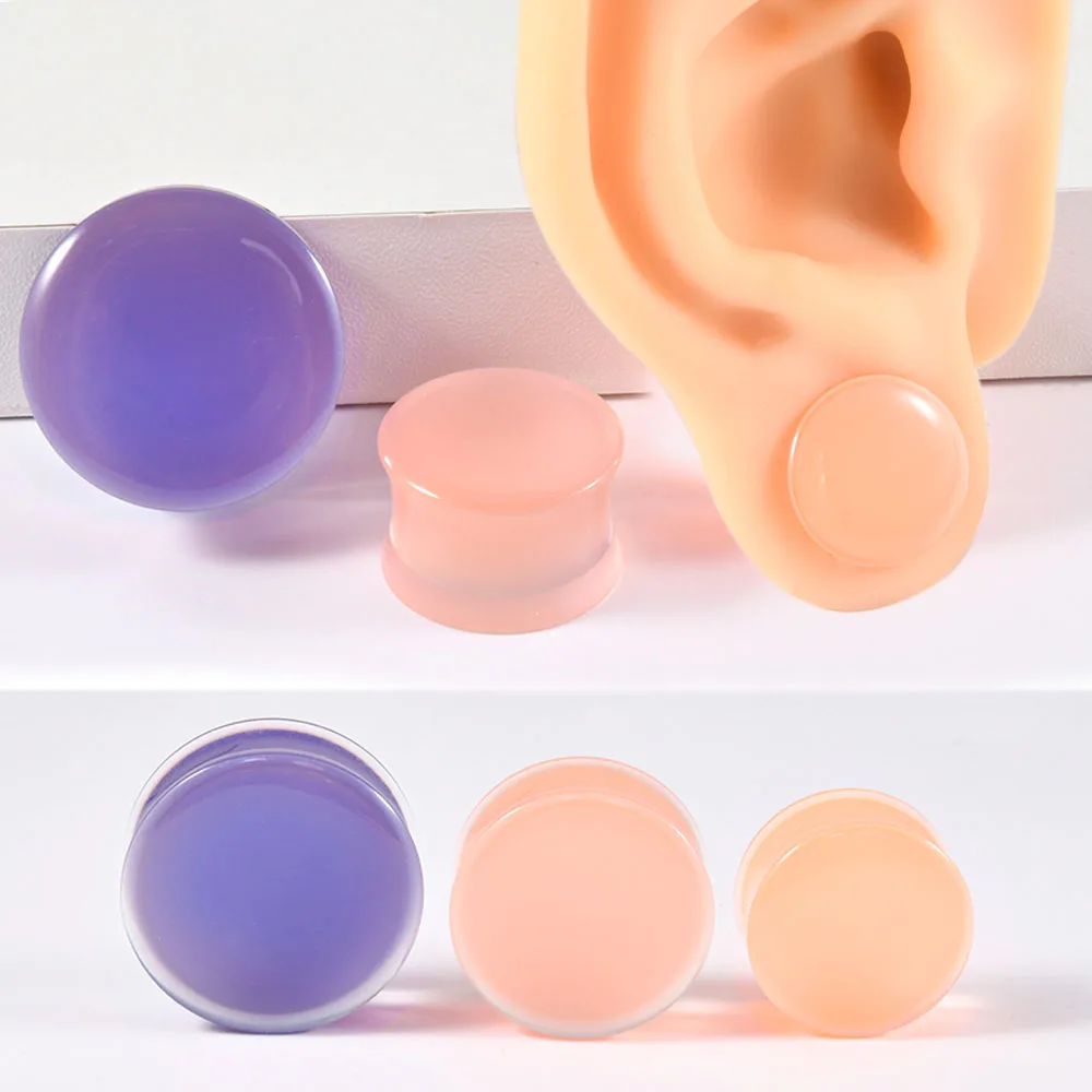 1/2PCS Flesh Acylic Temperature Color Changing Ear Tunnles Plugs Rainbow Round Waist Expander Stretchers Ear Gauges Plug Jewelry