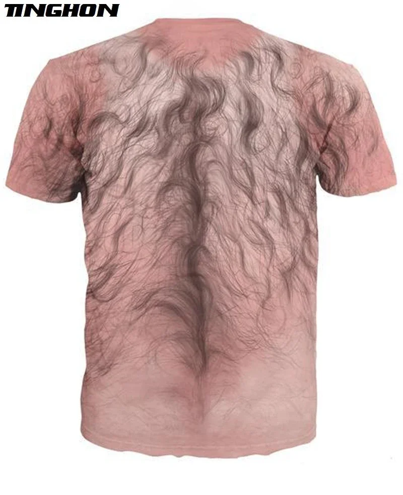 New Men/Women 3D Print Funny Hairy Chest T Shirt Tees Unisex Polyester O-Neck T-shirts Tops XS-4XL 5XL 6XL 7XL