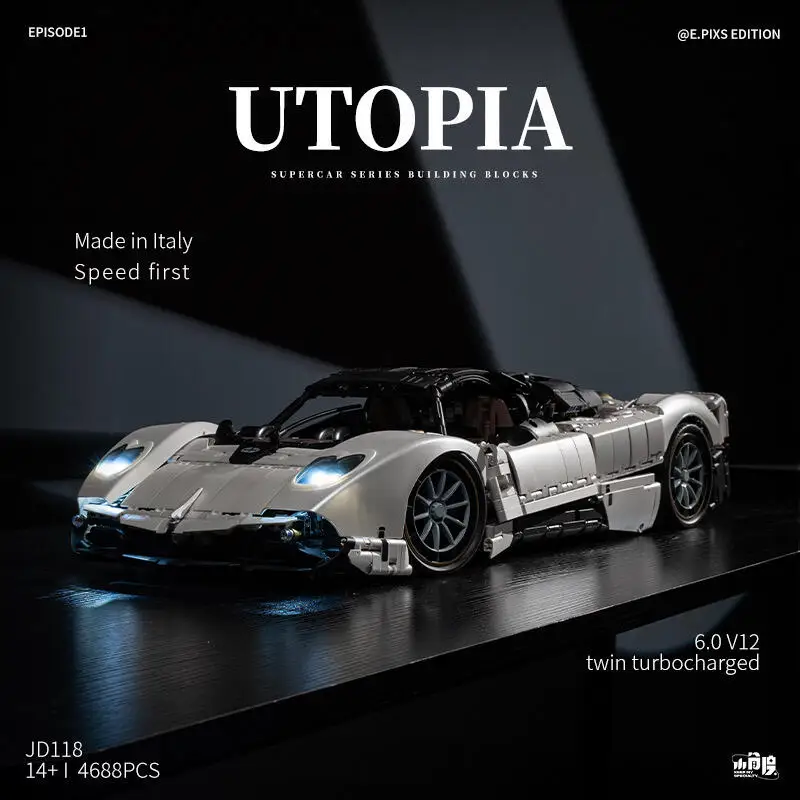 2025 الرائد 1:8 المدينة التقنية سيارة رياضية اللبنات نموذج سباق الطوب تجميع لتقوم بها بنفسك لعب للأطفال هدايا عيد ميلاد #3