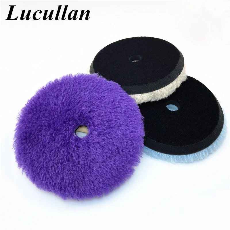 Lucullan 150mm Wool Polishing Sponge Kits High Density Lambs Woollen Cutting Buffing Pad For Car Polisher