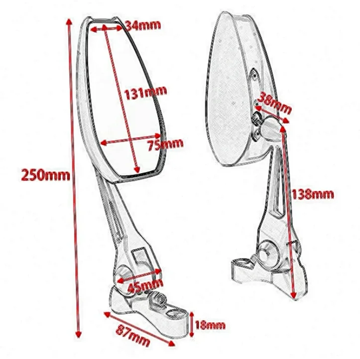 Motorcycle Blind Spot Mirrors, Suitable for Motorcycles with Blind Spot Monitoring, Non-Destructive Installation
