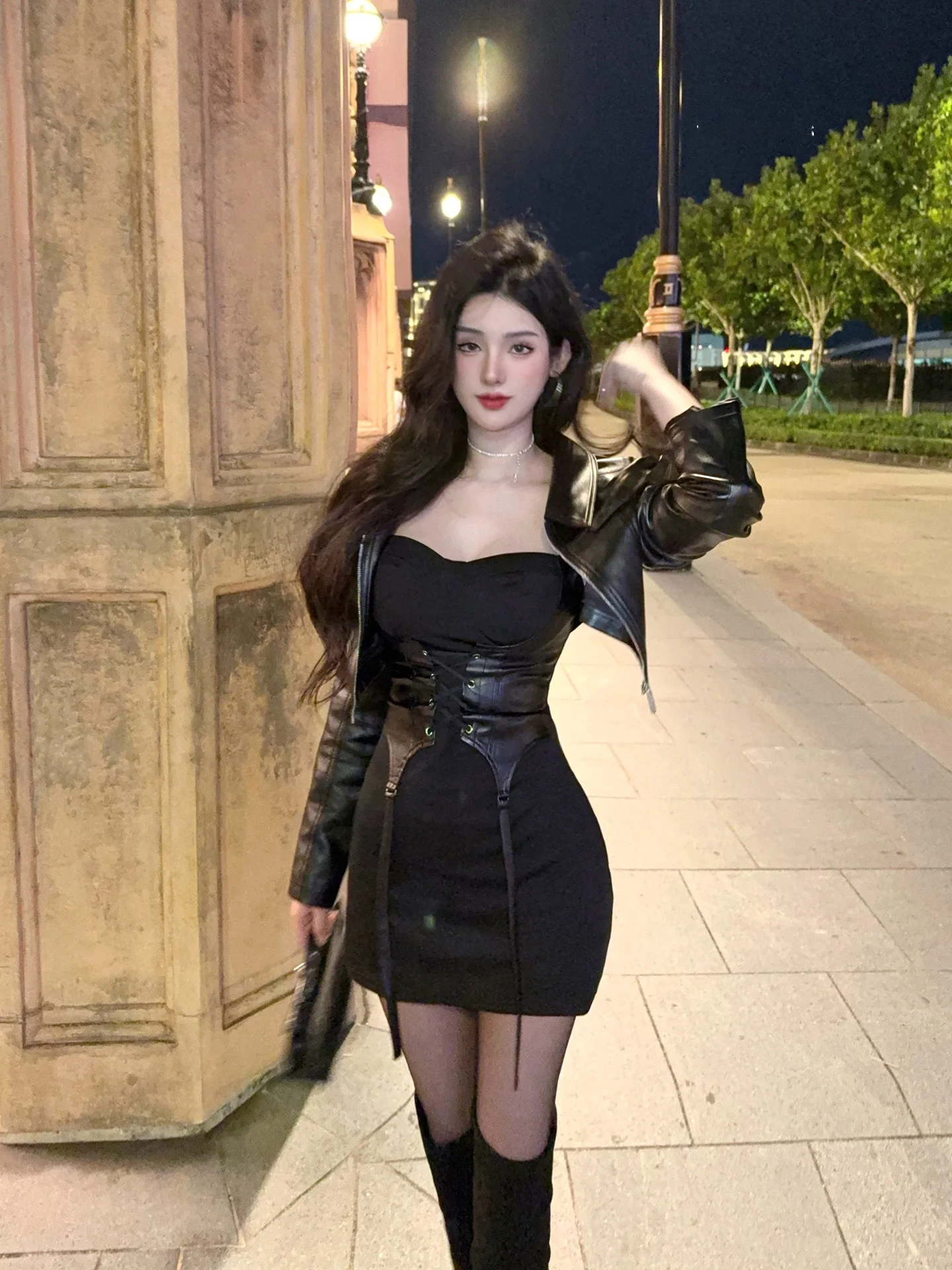 

Комплект Joykiki: облегающее платье с высокой талией и эластичными вставками, сексуальное платье без бретелек, повседневный наряд из полиэстера без рукавов Ciwalk