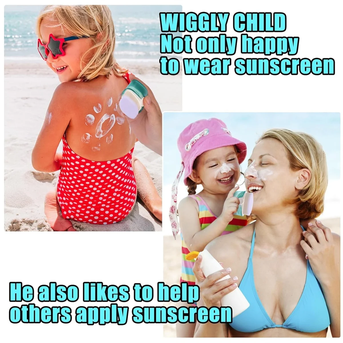 

67НОВЫЙ аппликатор для солнцезащитного крема для детей, набор кистей для солнцезащитного крема с защитным колпачком, аппликатор для солнцезащитного лосьона, 2 шт. (A)