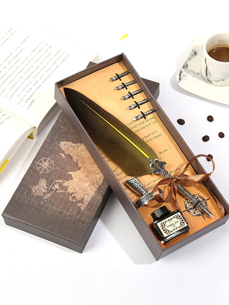 الرجعية الخط ريشة تراجع القلم الكتابة الحبر مجموعة القرطاسية الريشة قلم حبر عيد ميلاد المعلم هدية أدوات الكتابة #3