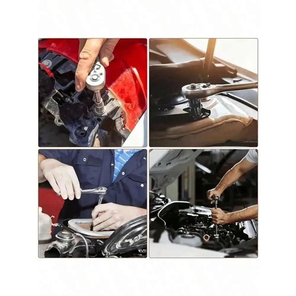 

46pcs Comprehensive Mechanical Tool Set 1 4 , 3 8 , 1 2 Deep And Standard Sockets, Ratchet Wrench Set, S2 And CRV Sockets, Auto