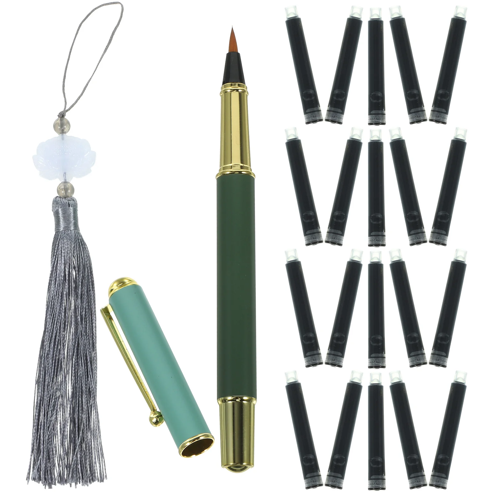 

1 set 1 Set Steel Brush Pen Portable Lightweight Smooth Writing Refillable Ink Brush Pens For Calligraphy Drawing School Office