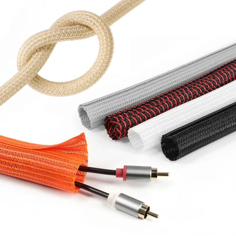 1/2/5/10m Self-Closed Sleeve 3 5 8 10 13 16 19 25 32mm Flexible Wear Resistant PET Braid Insulated Split USB Cable Protect Wrap