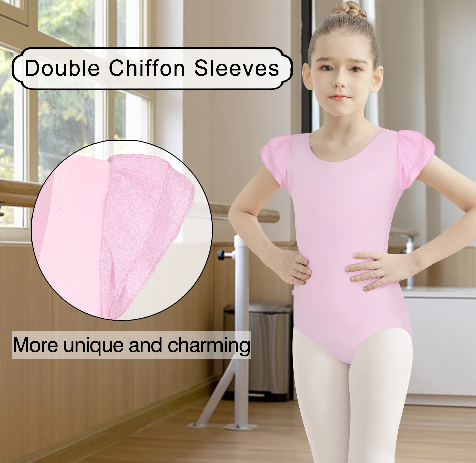 Girls Ruffle Sleeve Ballet Dance Leotards  Toddler Muti-crisscross Straps back Leotard Kids Gymnastic Outfits