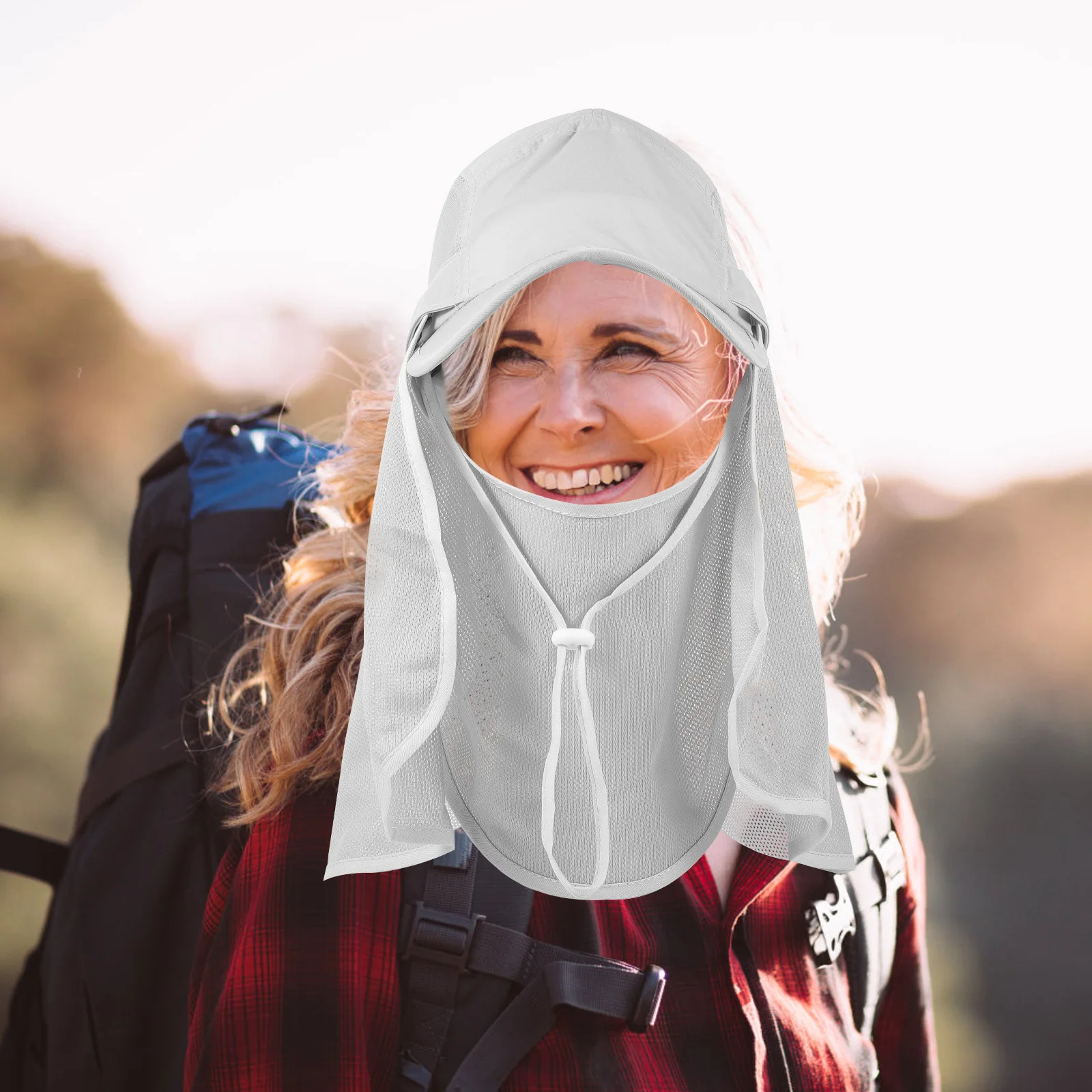 

s Grey Sun Protection Hats Windproof Anti mosquito Fishing Shawl Detachable Mesh Visor UV Beach Hat Summer Foldable Women