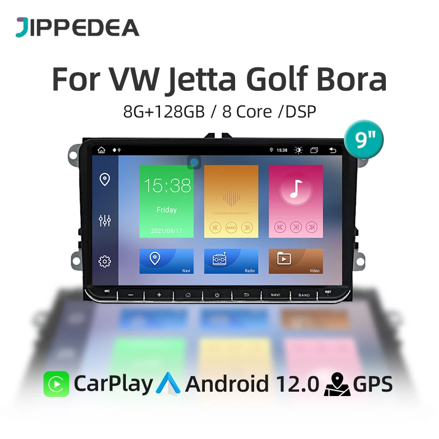 CarPlay Auto Android 12 Car Multimedia Player GPS Navigation 4G WiFi DSP Stereo Car Radio For VW Jetta Golf Polo Bora Passat B5