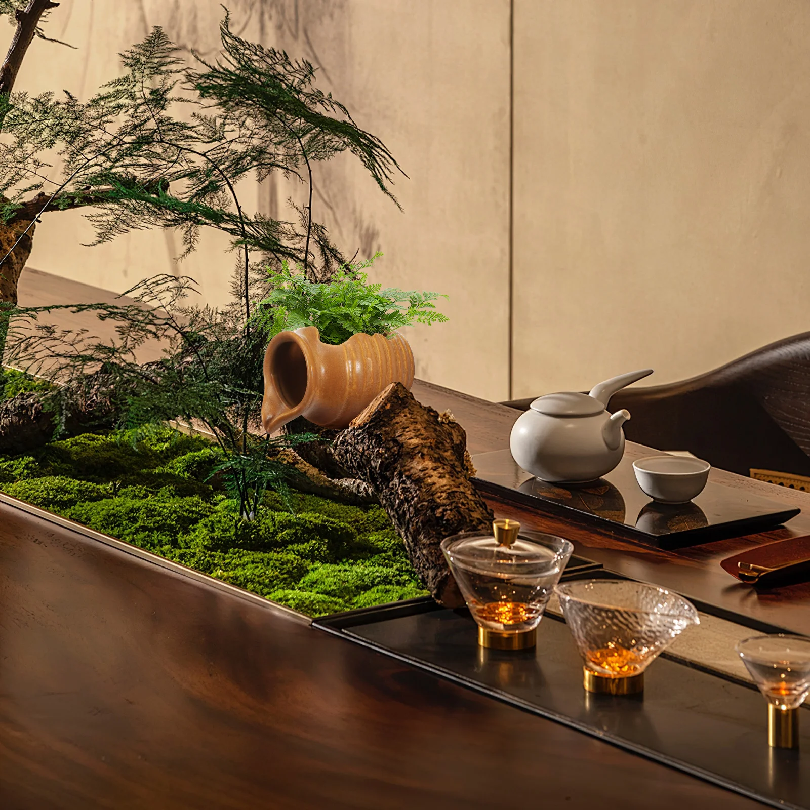 

Hydroponic Fish Tank Decorations Ceramic Jar Fountain Light Brown Plant Pots Outdoor