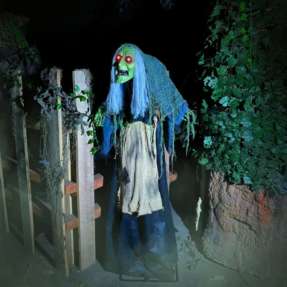 

Halloween Decoration Lifesize Animatronic Scary Talking Witch with Motion Activated Lights and Sound, Battery-Operated Indoor