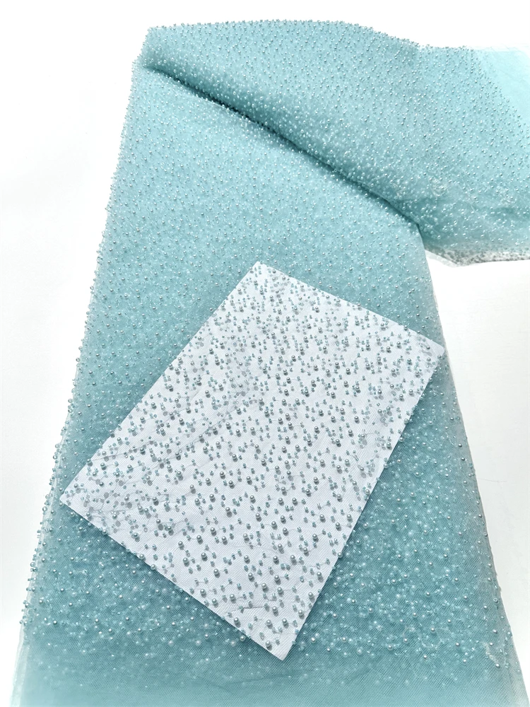 2025 Afrikaanse populaire mode handgemaakte borduurveters kralen netto kant parel hoge kwaliteit tule stof voor dames feestjurken