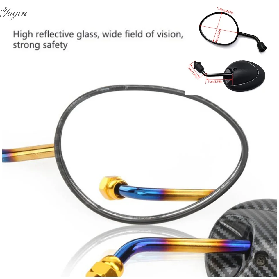 

1 пара, 22 мм, универсальная ручка для мотоцикла, текстура из углеродного волокна, одобренная титановая технология, зеркала заднего вида, 8 мм