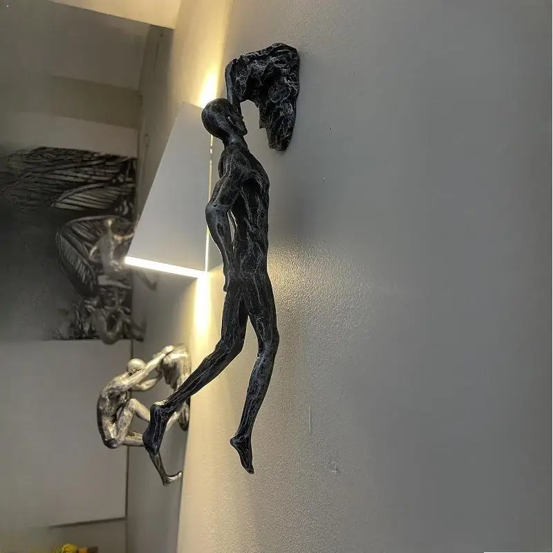 Esculturas de resina de hombre escalando rocas, estatua de atleta escalador, arte deportivo, adornos para colgar en la pared, figuras para el hogar, miniaturas.