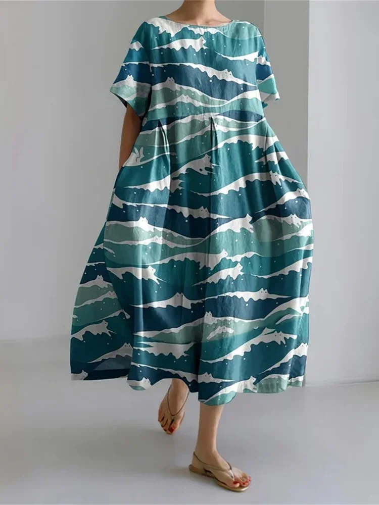 

Stylish And Elegant 3D Printed Women's Ankle-length Dress Stylish And Elegant Women's Crewneck Dress Daily Casual Dress