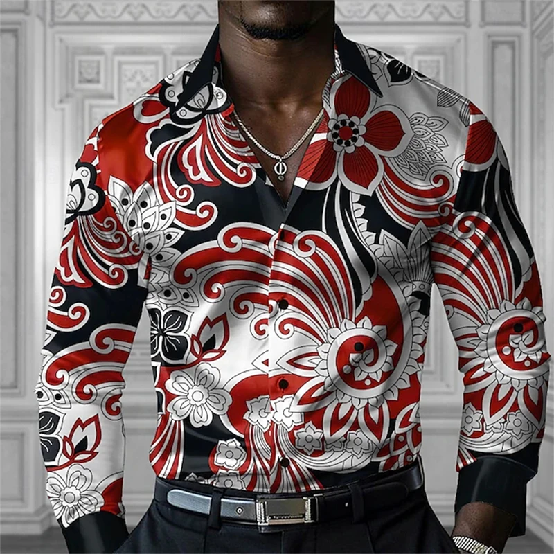

2026 Новая мужская модная повседневная рубашка в стиле ретро, повседневная одежда, весенняя рубашка с длинными рукавами и лацканами, удобная повседневная рубашка с лацканами на пуговицах