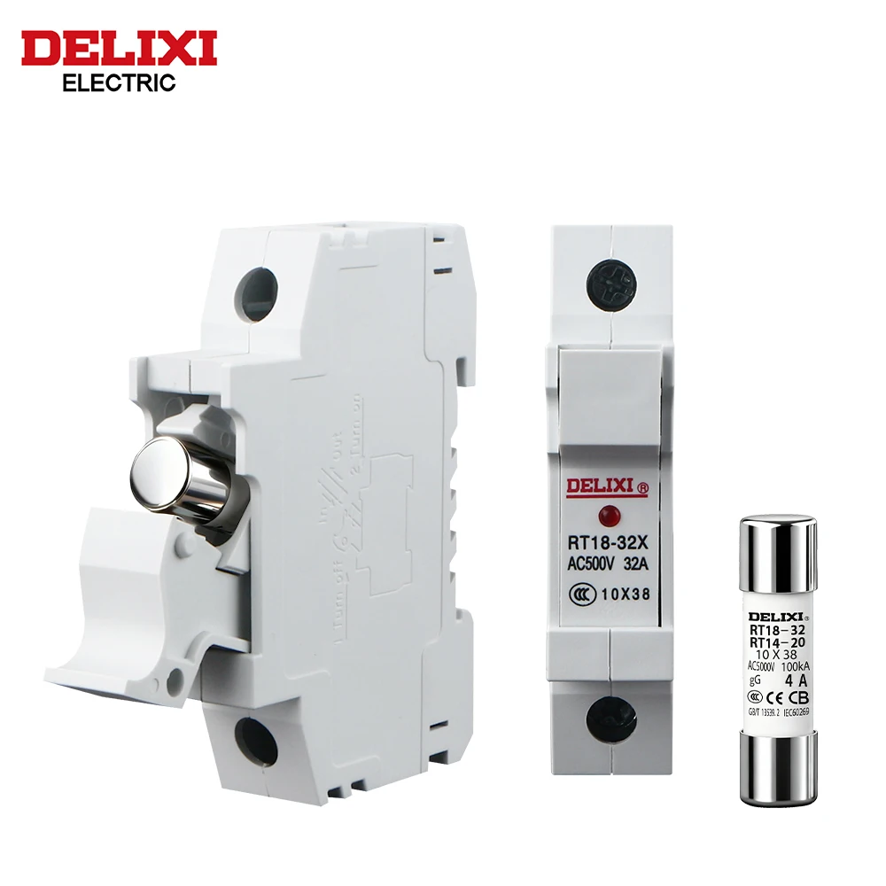 DELIXI RT18-32 1P Series Fuse Fusible Core Kit 500VAC 2-32A Ceramic Fuse NH00/gG Type For Circuit Breaker and Load Protection
