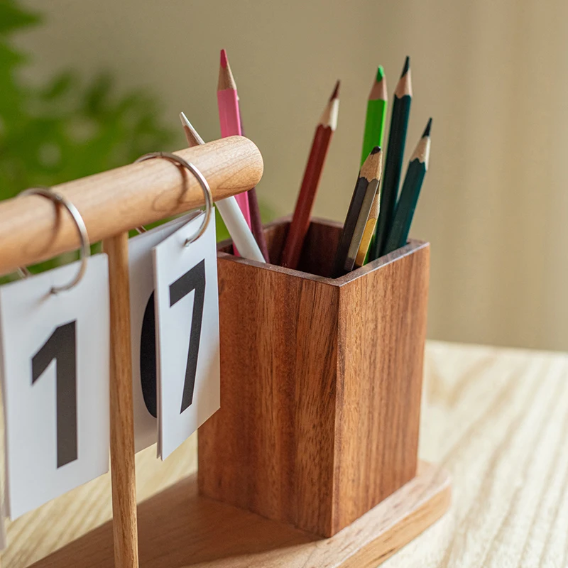 سجل خشبي الوجه تقويم مكتبي الإبداعية حامل قلم مكتب منظم للمنزل ديكور أنيق امتحان دراسة العد التنازلي مخطط