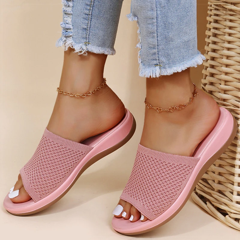 Women's Sandals Indoor Outdoor Summer Shoes For Women Summer Sandals Soft Low Heels Flat Sandalias De Mujer Beach Shoes Female  image 3