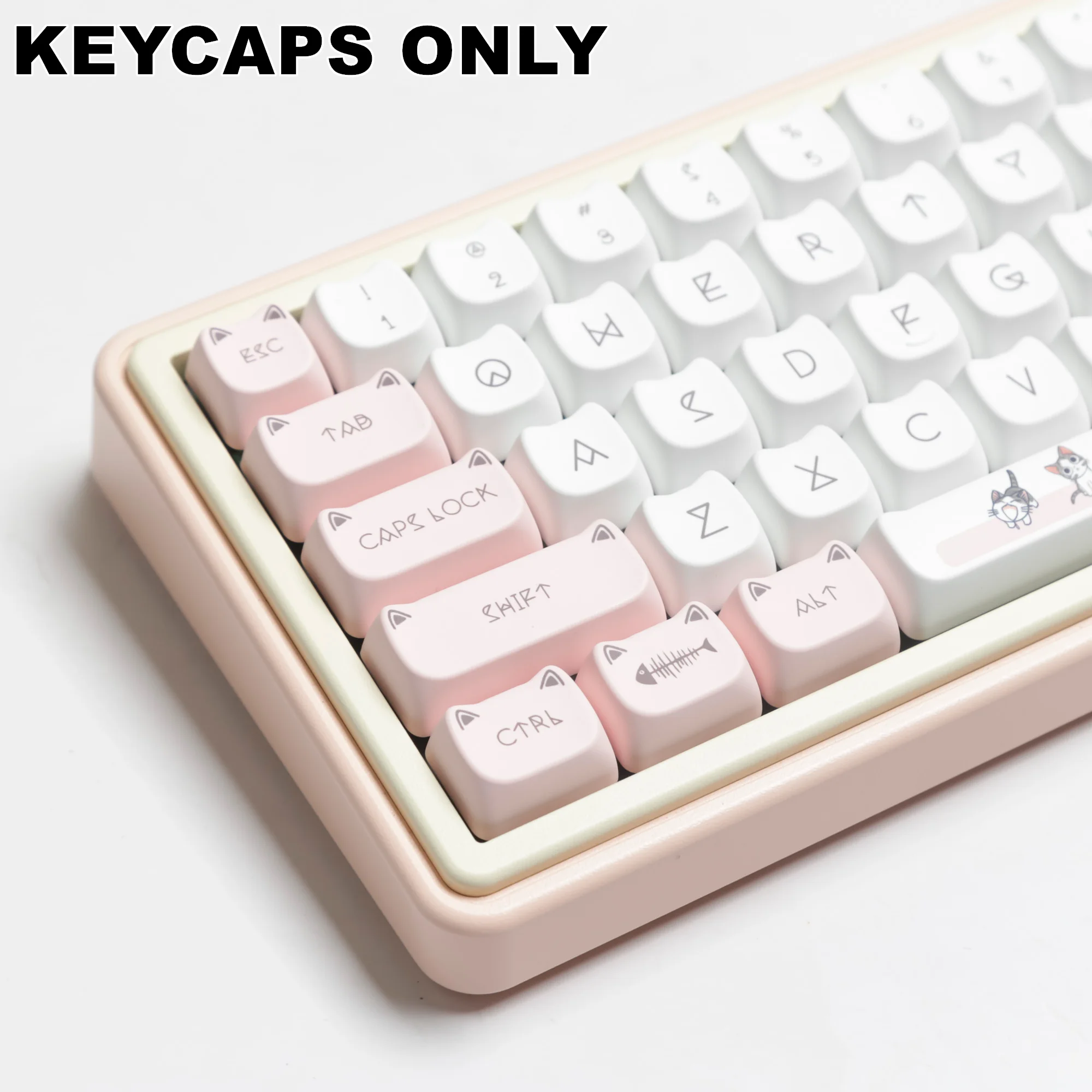 Imagem -04 - Cheese Cat Pbt Keycaps Dye-sublimated Perfil Keycap Conjunto para mx Cherry Gateron Switch Kit Teclado Mecânico 140 Teclas