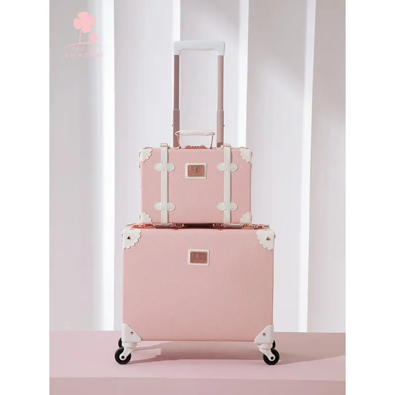 DoLife Store Luggage, Women's 18 Small Lightweight Boarding Case, High Value Luggage, Push Case, Vintage Leather Case