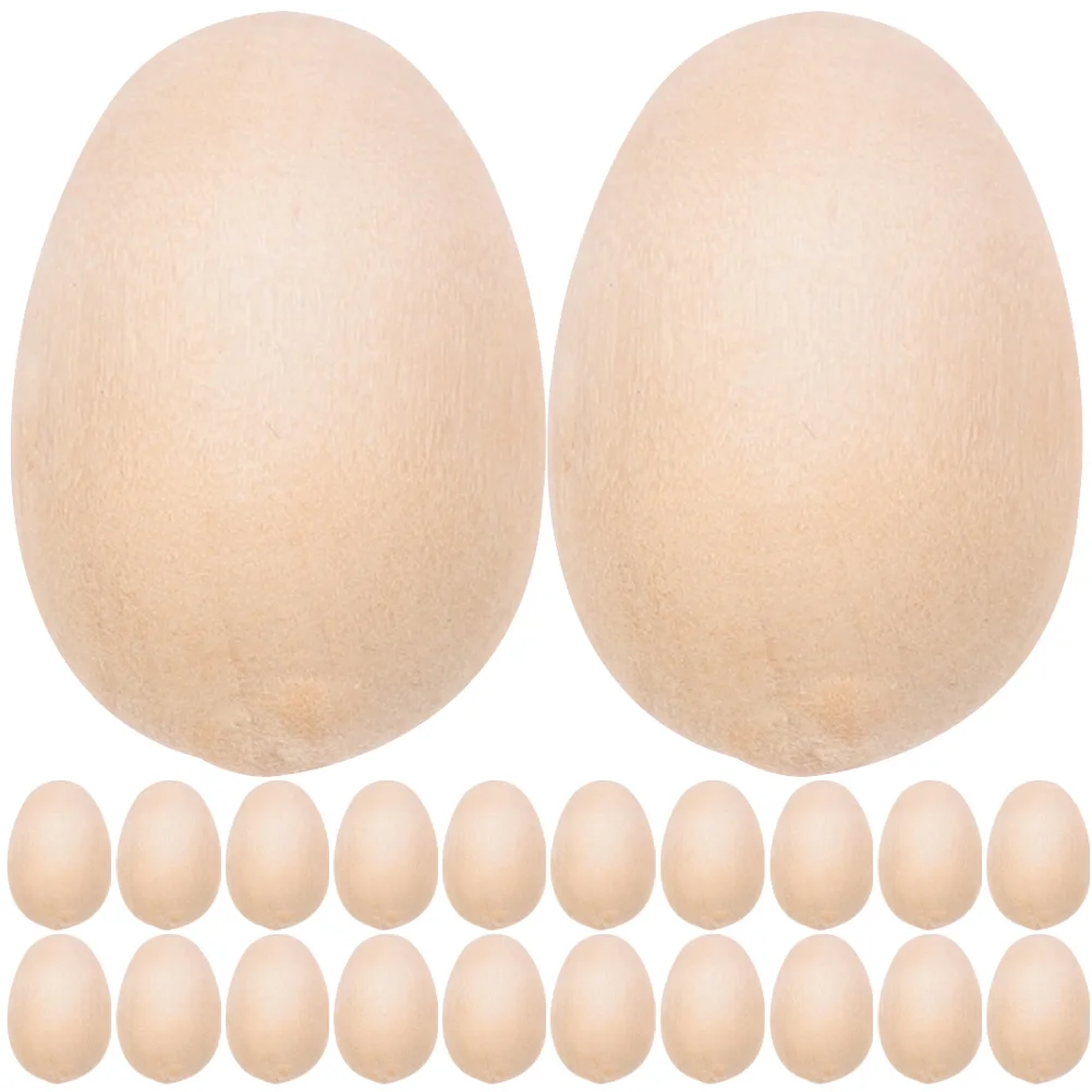 

50pcs Wooden Eggs High Density Unpainted Craft Supplies Smooth Shape Decorative Easter Ornaments Toys Kids