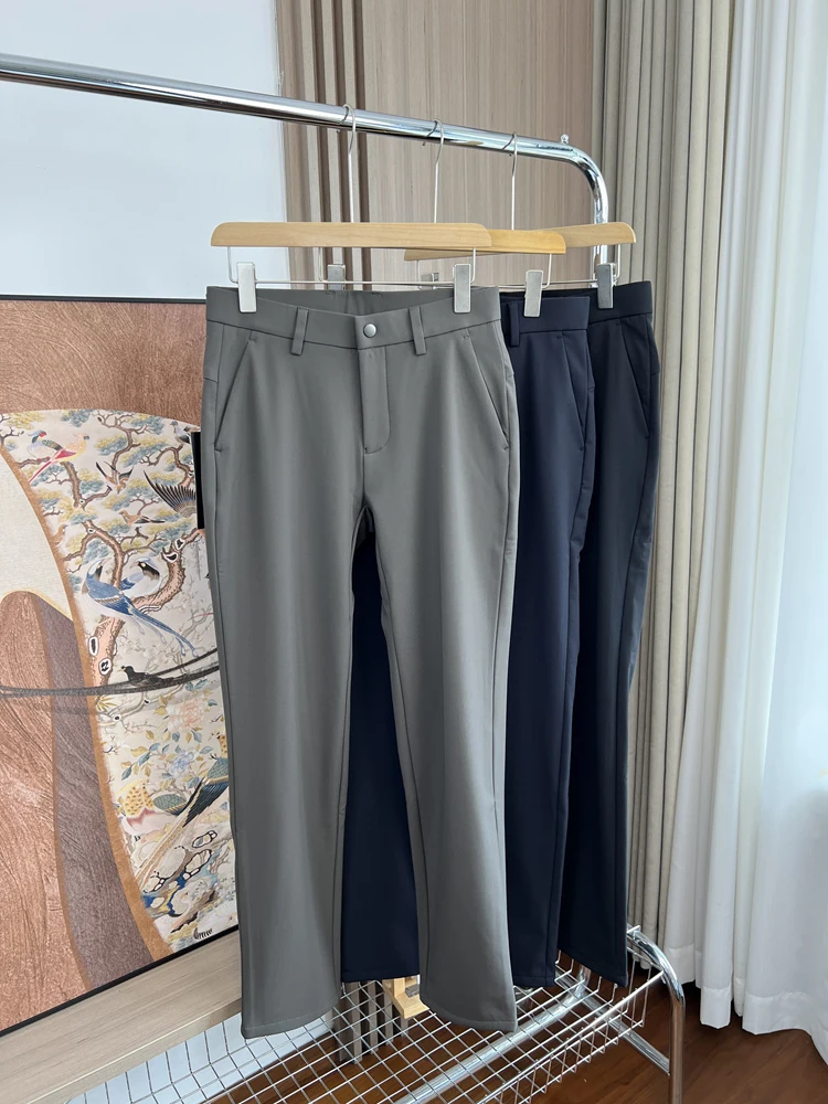 

Men's Casual Straight Leg Pants Comfortable Warmth Copper Ammonia Mixed Fabric 3D Tailoring Autumn Winter Faionable Trousers