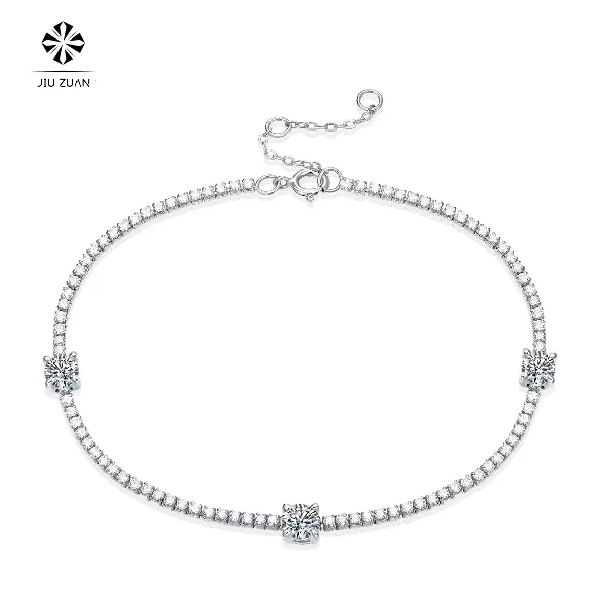 

JIU ZUAN D Color Moissanite Tennies Bracelet 925 Sterling Sliver Plated 18k Gold Bracelet for Woman Man Hiphop Party Jewelry