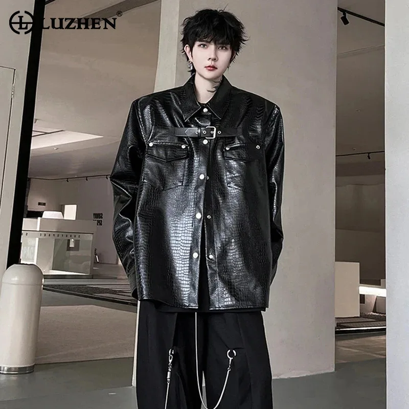 LUZHEN 2024 Leather Jacket Trendy Men's Fashion Loose Niche Design Personality Street Outerwear High End Autumn Clothes LZ6362