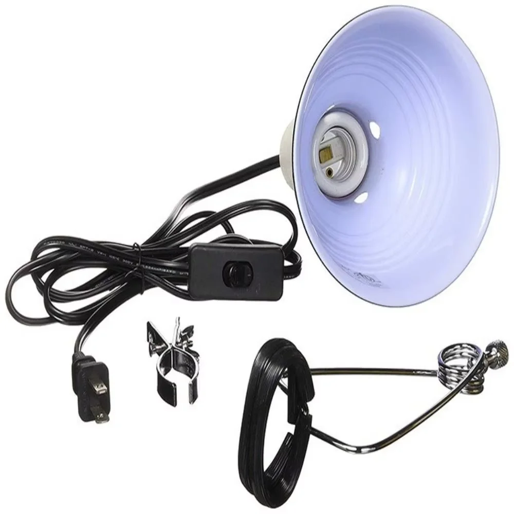 Lampu Pemanas Reptil 220V 300W E27 Lampshade Lampu Emisi Kubah Dangkal Dengan Klip Penyangga Lampu Pemanas Hewan Peliharaan Reptil Colokan EU/UK