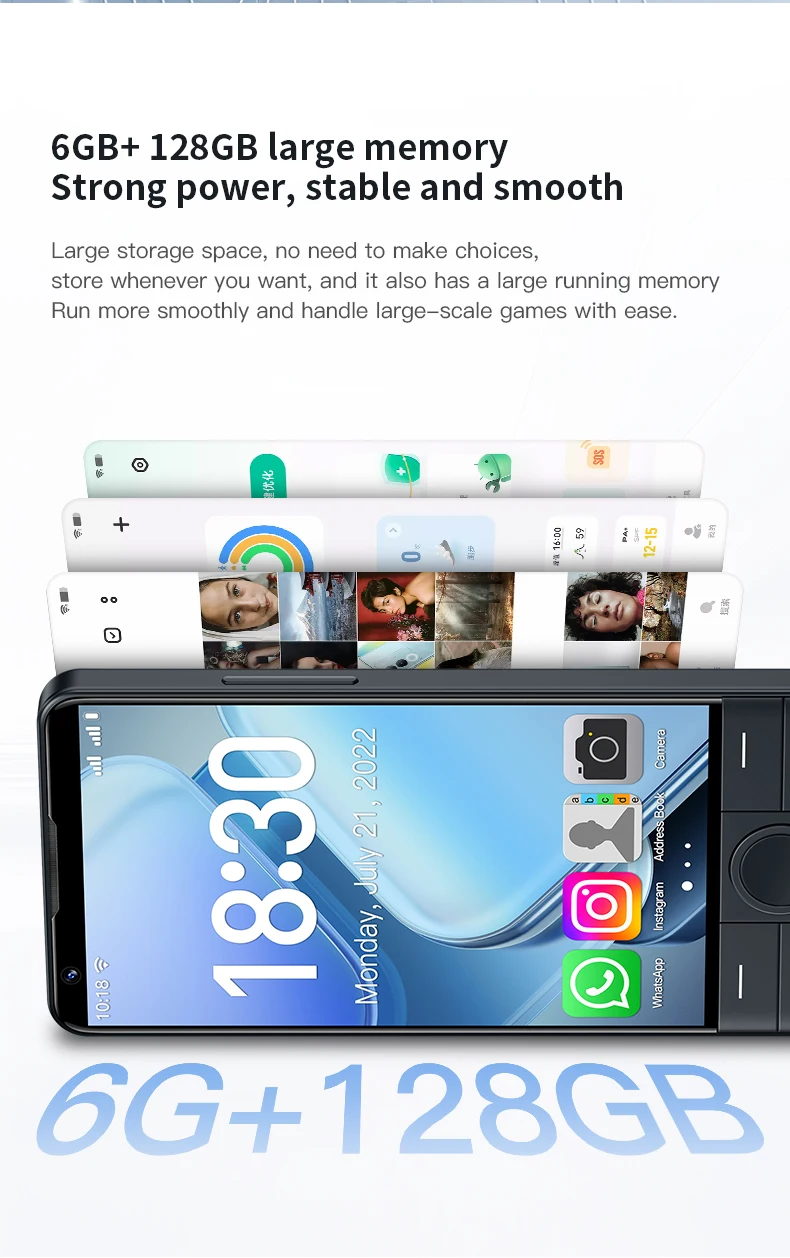 DOOV R70 4 " IPS Screen 4G Touch Keyboard Google Mobile Phone 6GB+128GB Android14 16mp 2600mAh Whatsapp Cellphone