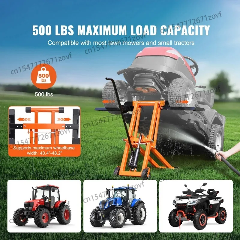 Lawn mower lift with hydraulic/threaded jack, 500/880 lb adjustable removable lawn lift for lawn mower garden tractor