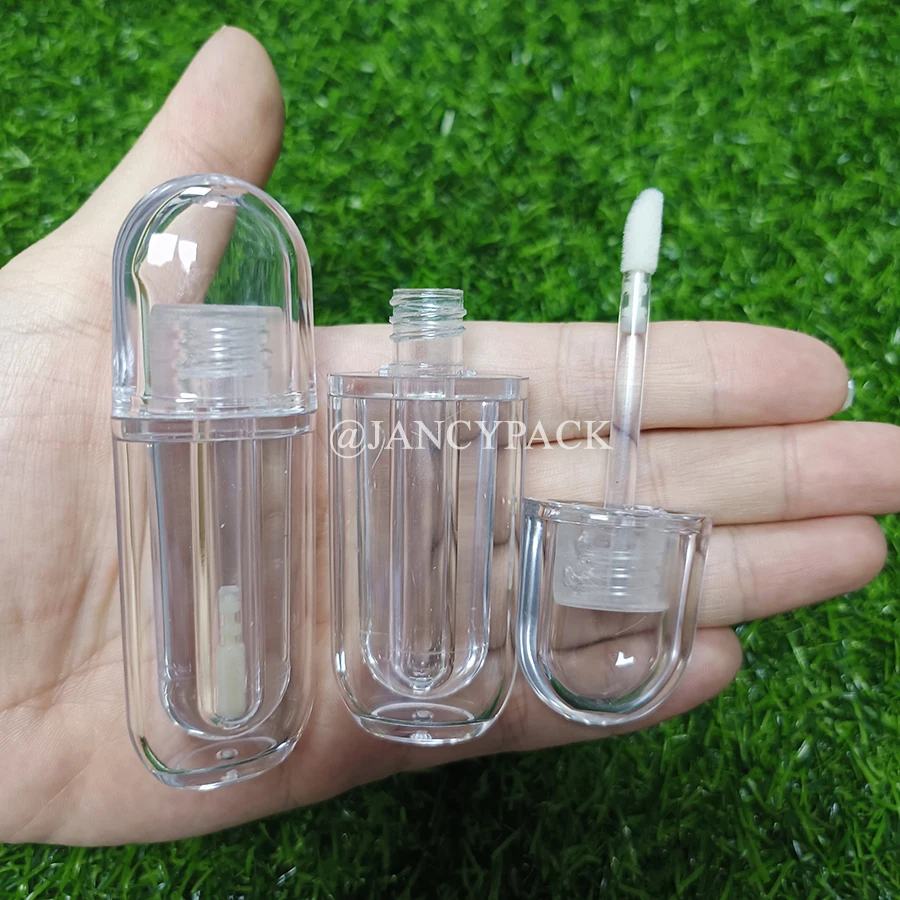2ml atacado vazio tubo de brilho labial recipiente único transparente plana lipgloss varinha tubos totalmente claro lipgloss tubos logotipo personalizado