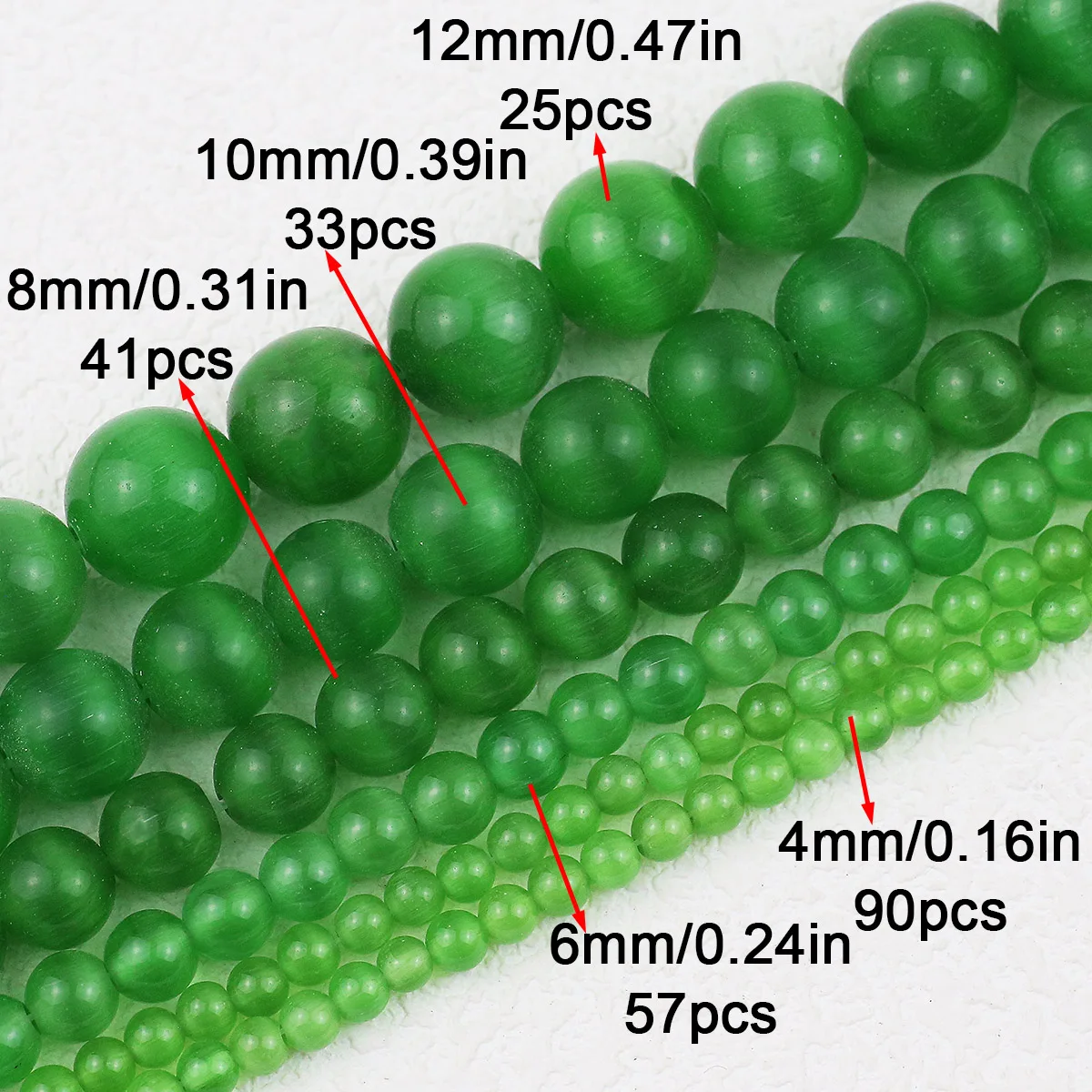 4-12mm 16pcs Stone half strand Dark Green Cat's Eye Spacer Loose Beads For Jewelry Making DIY Bracelets Necklace Accessories