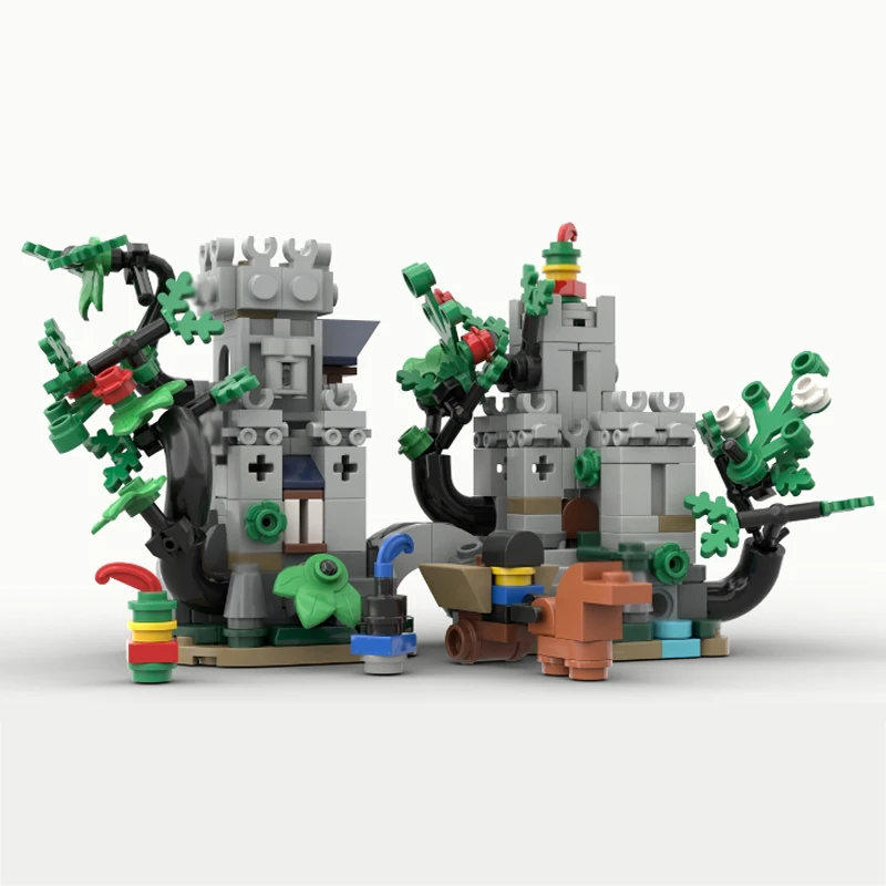 中世の城モデル MOC 組み立てブロック 中世の防御城 モジュール式テクノロジーギフト ホリデー組み立て 子供のおもちゃセット