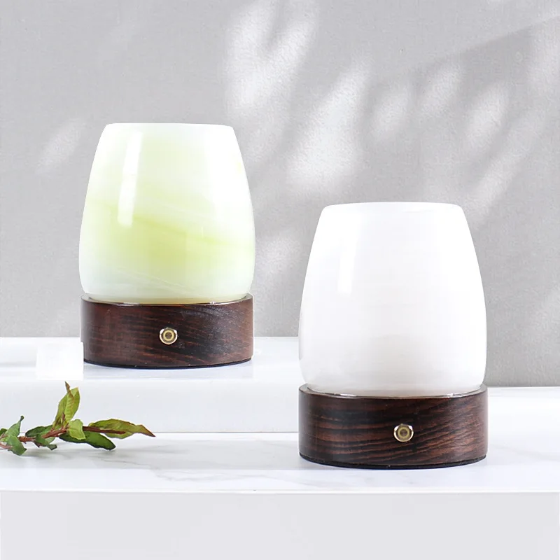 Factory direct sales marble flameless aromatherapy lamp bedroom bedside table ambient light adjustable rechargeable night light