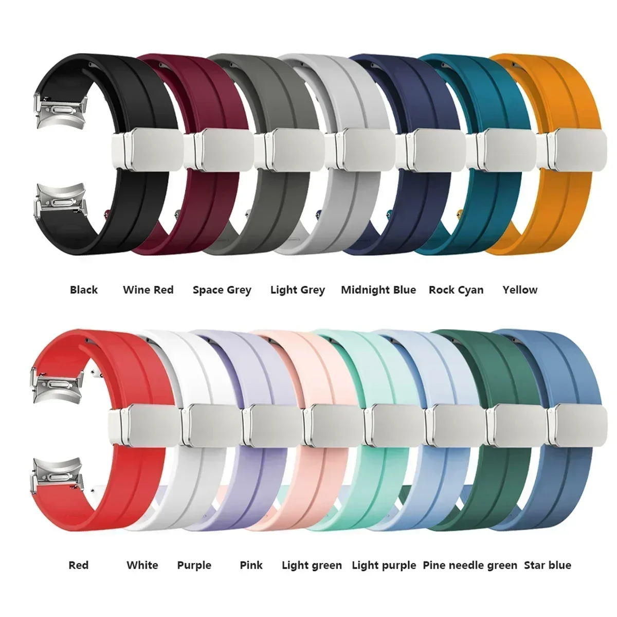 Quick Fit Silicone Strap for Samsung Galaxy Watch 6 44mm 40mm Sport Watchband Magnetic D-Buckle Strap Galaxy 6 Classic 43mm 47mm image 5