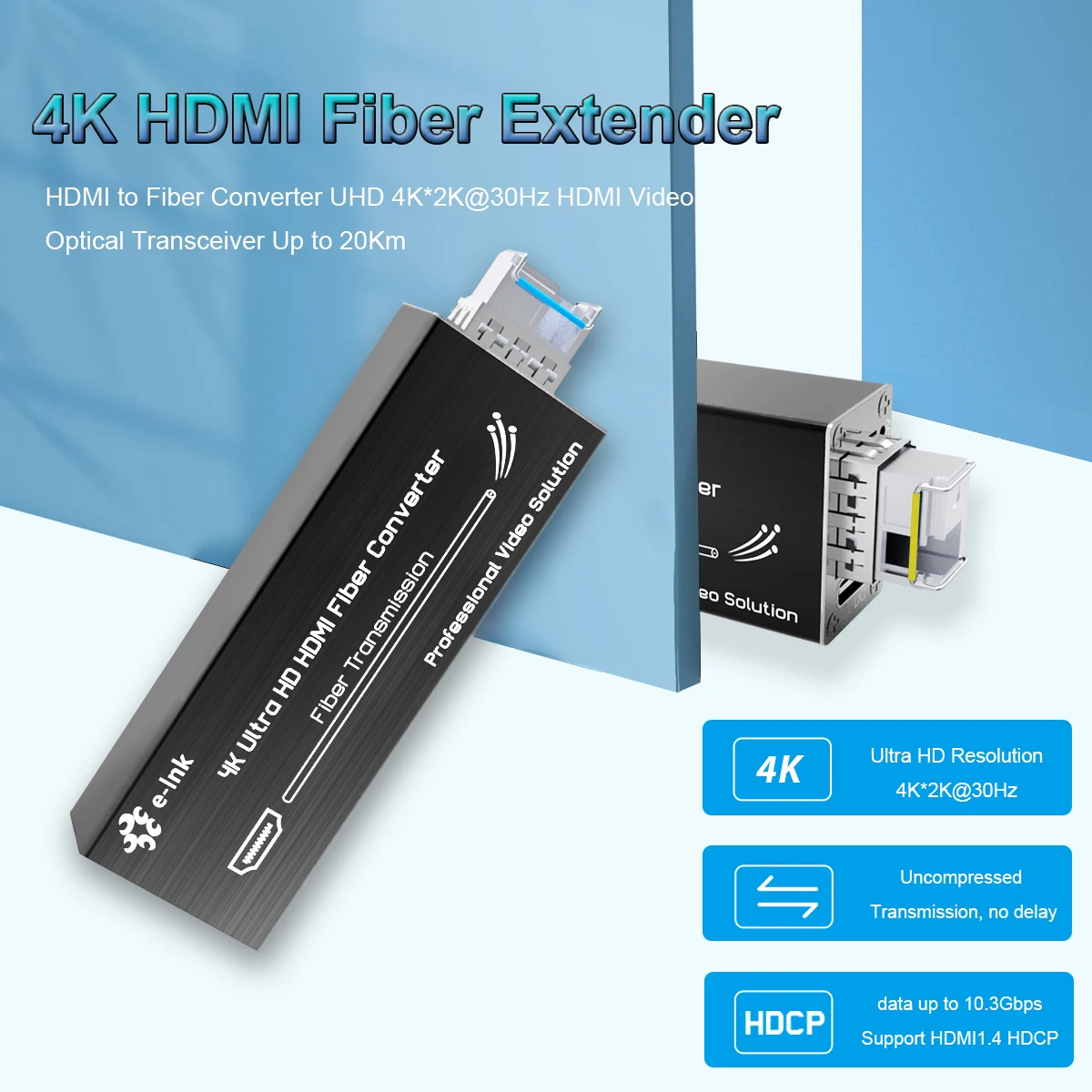 Mini 4K HDMI Extender HDMI Over Fiber Converter 4K@30HZ Video Optical Transceiver LC Single Mode 20km Multimode 300m 10G SFP