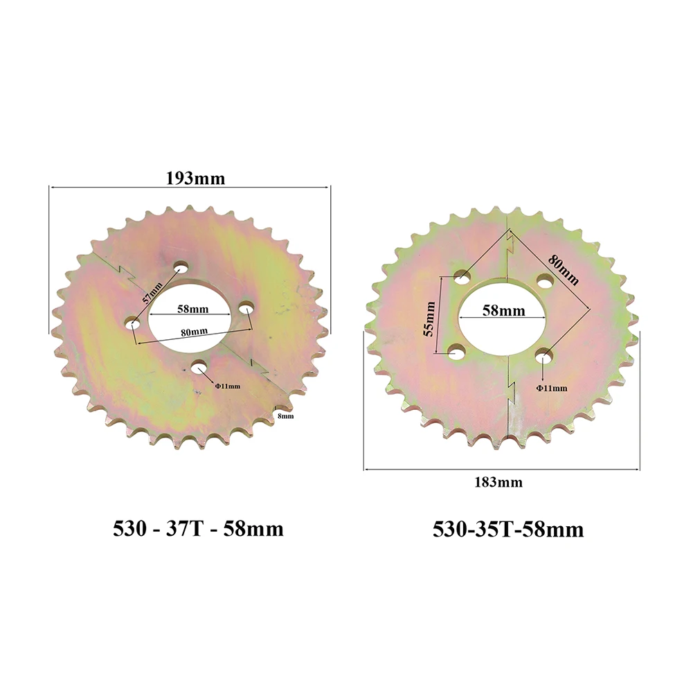 530 Split-Type Motorcycle Rear Sprocket 35T/37T 58mm Inner Bore Easy Installation Chain Gear for Dirt Bike Scooter Commuter Vehi