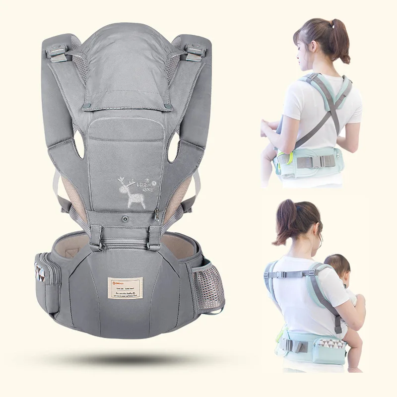 Baby Carrier เอวสตูลพร้อมกระเป๋า Kangaroo กระเป๋าสะพาย Swaddle ทารกสลิงห่อเด็ก Ergonomic Hipseat 0-36เดือน