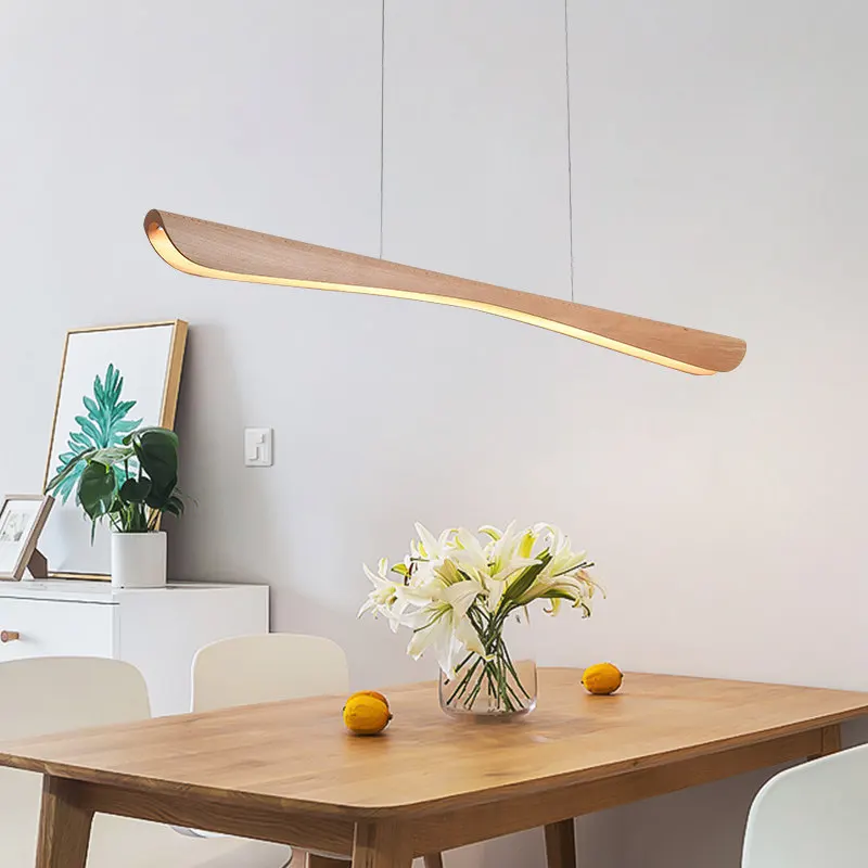 

Nordic minimalist designer restaurant LED pendant light dining table bar desk lamp solid wood office desk decorative lighting