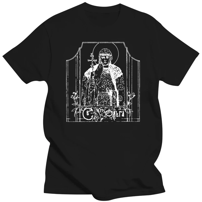 Men's St Olga of Kiev (with floral) t shirt Customized Short Sleeve Euro Size S-3xl streetwear Interesting Authentic shirt