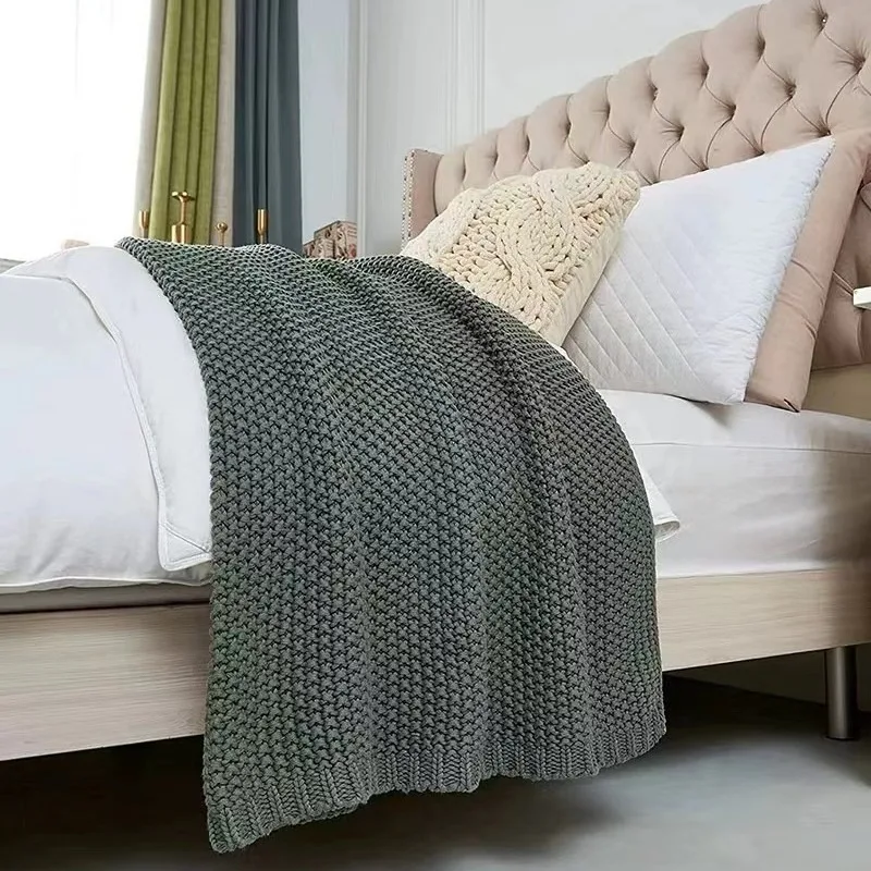 

Nordic Fringe Knitted Blanket Soft Warm Office AC Nap Throw Sofa Blanket Customizable