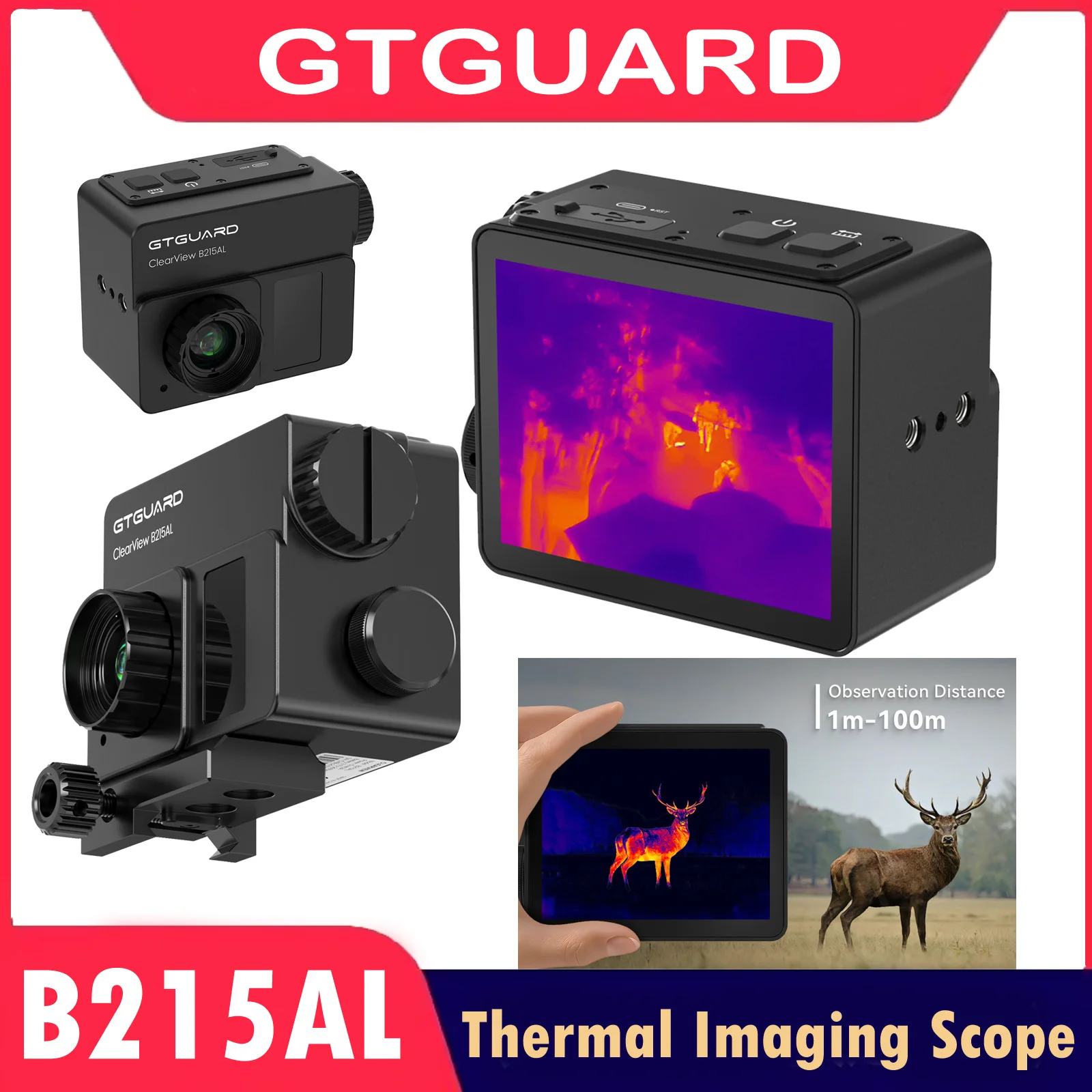 

GTGUARD ClearView B215AL Thermal Imaging Scope 8X Digital Zoom 256*192 Resolution 1024×768 LCD Display for Outdoor Hunting