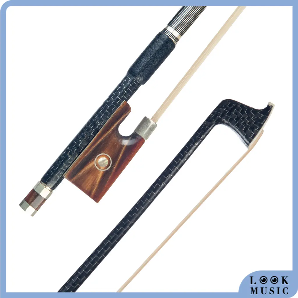 

LOOK Silver Silk Braided Carbon Fiber Bow Master Carbon Fiber Bow Fiddle/ Violin Bow Well Balance Professional Violinist