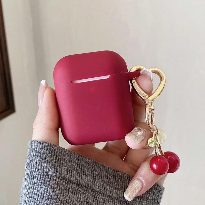 Red Cherry Heart Pendant Earphone Case for AirPods Pro2/Pro3/Pro Soft Silicone Protection Cover for AirPod 1 2 3 4 New Keychain
