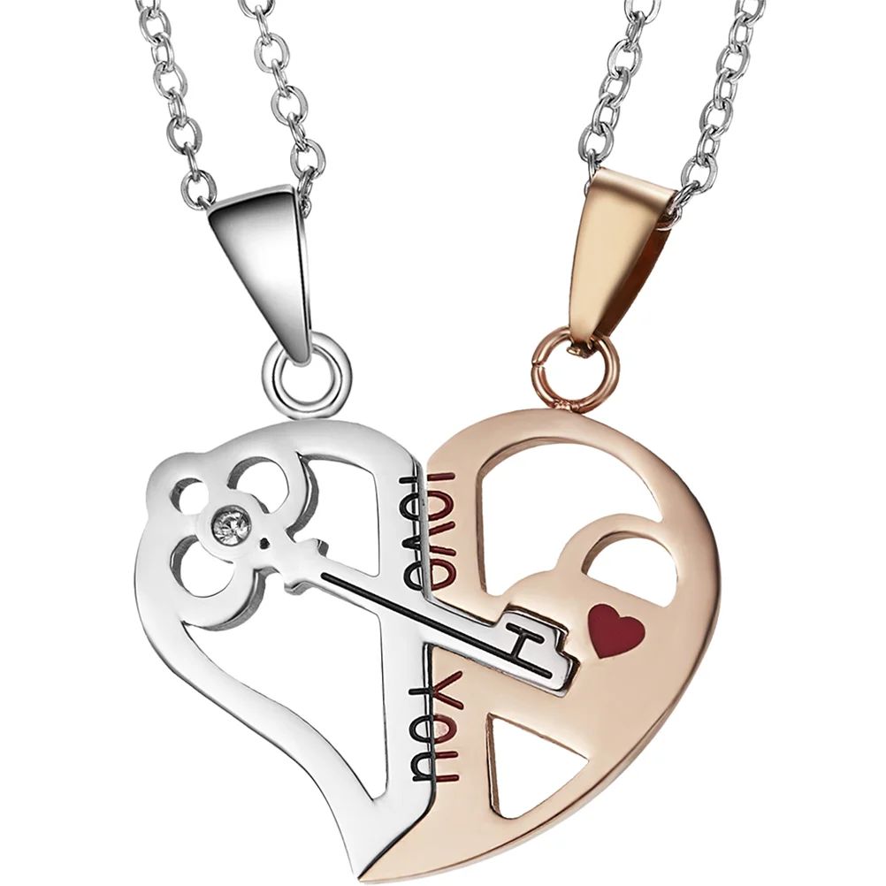 Key Couple Necklace Gift Boyfriend and Girlfriend Stainless Steel Valentine Lovers