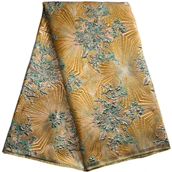 French Jacquard Lace Fabric 2025 High Quality 5Yards African Brocade Damask Lace Fabric Elegant Party Dress for Women Sew A3920